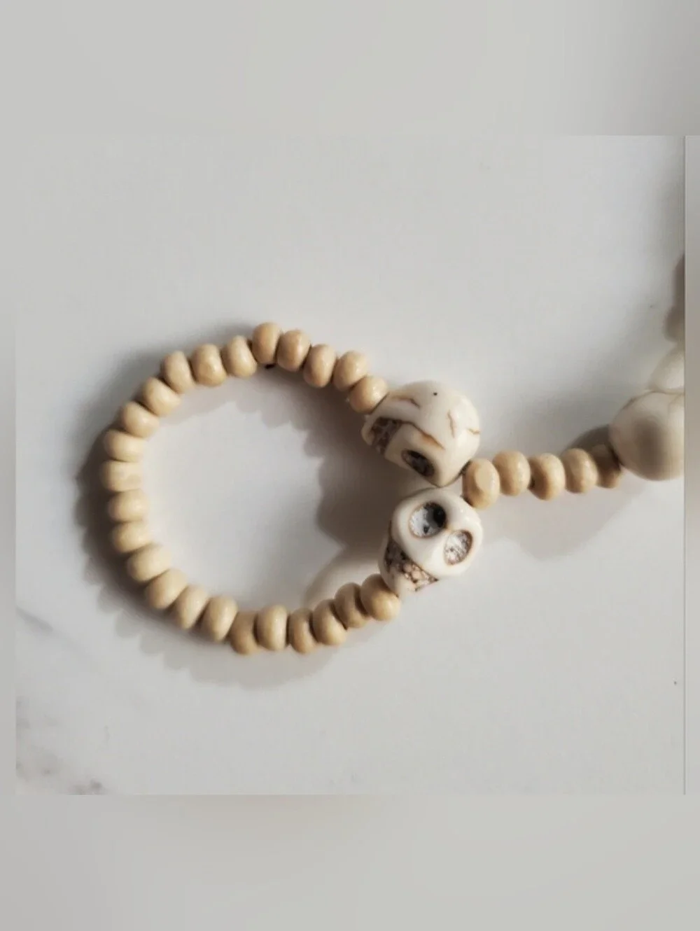 Ivory Skull Hand Bracelet Boho Chic Goth Statement Jewelry